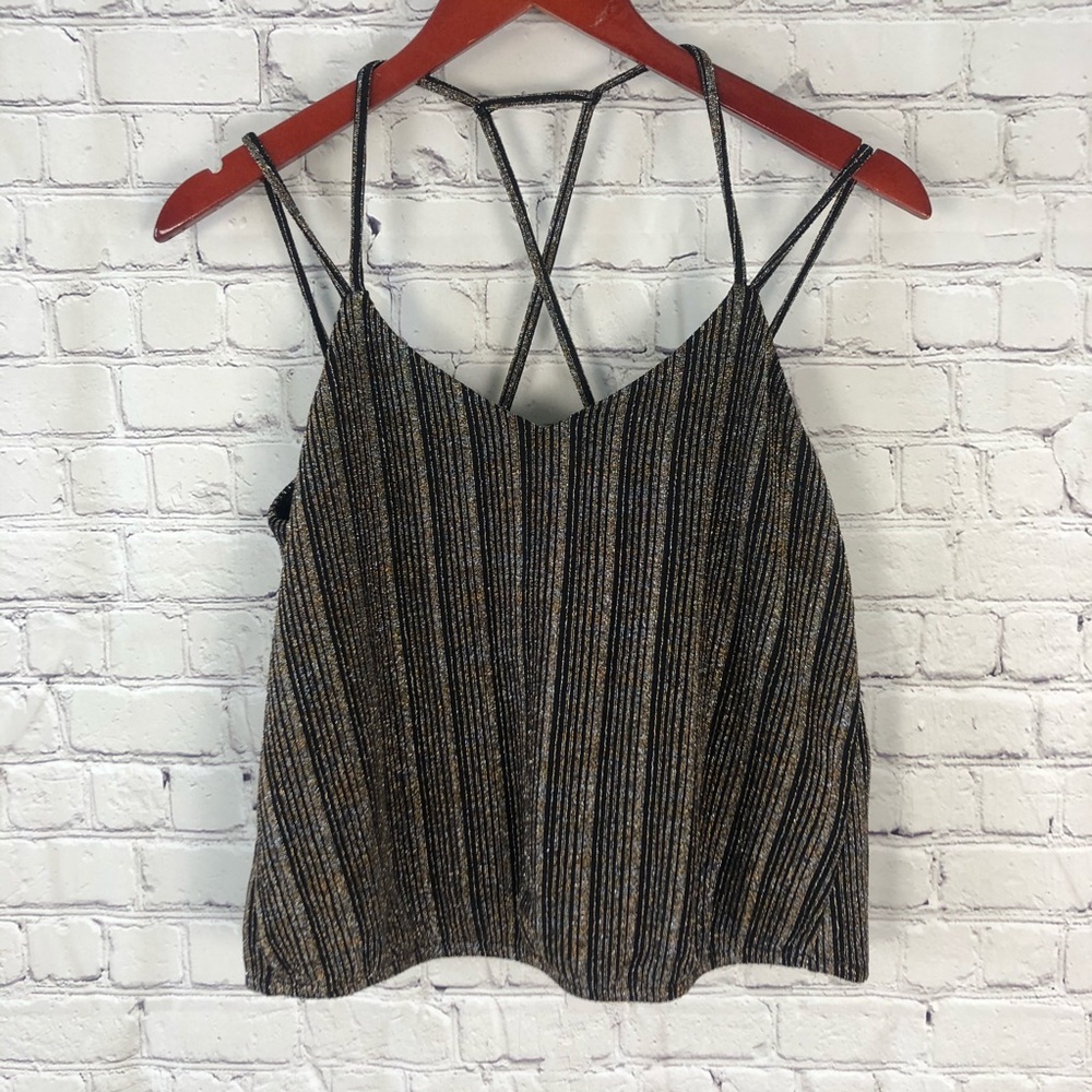 Express cropped shimmer tank top M